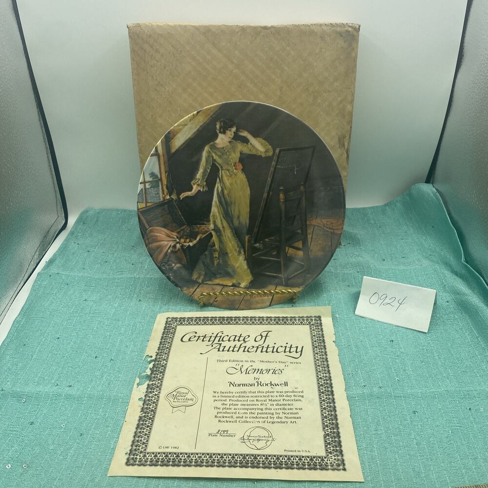 NORMAN ROCKWELL 1982 Third Edition “MEMORIES” Plate Number 8199